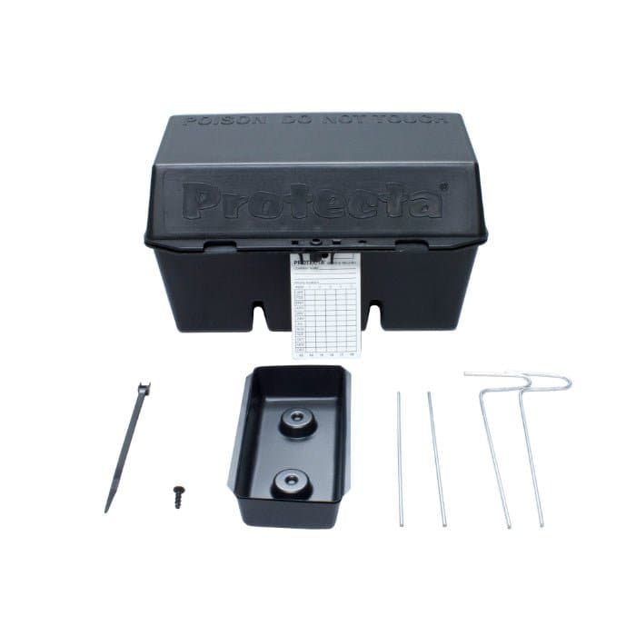 Open rat bait station with protected internal bait compartment
