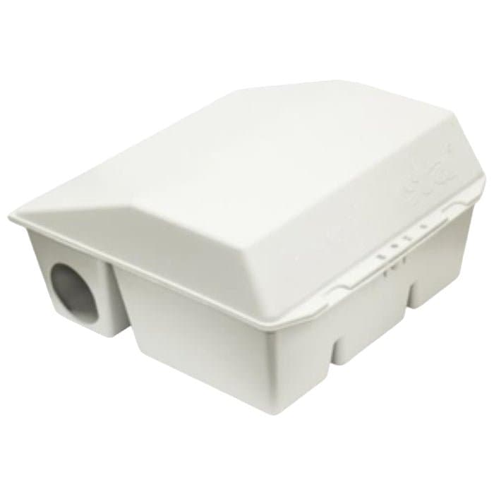 Gray tamper-resistant rat bait station for livestock facilities